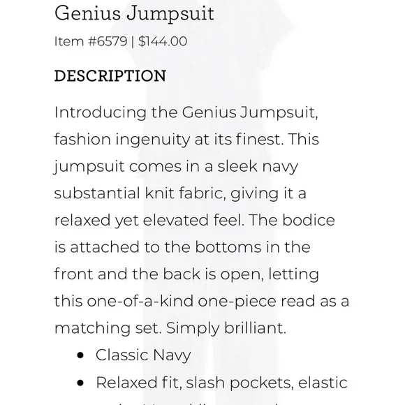 Cabi Genius Jumpsuit Navy Blue V-Neck Large - Picture 2 of 5